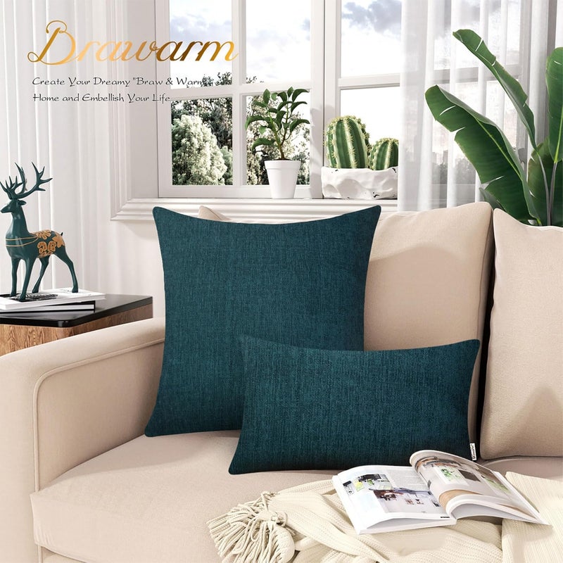 BRAWARM Throw Pillow Covers 22x22 Inches - Deep Lagoon Chenille Pillow Covers Pack of 2, Solid Dyed Soft Chenille Pillow Cases for Couch Sofa Bed Home Decoration - Image 3