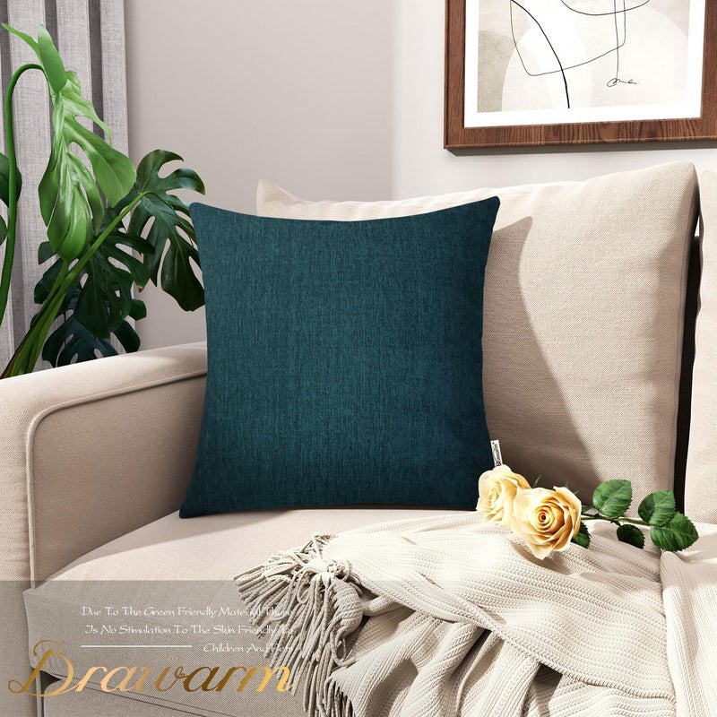 BRAWARM Throw Pillow Covers 22x22 Inches - Deep Lagoon Chenille Pillow Covers Pack of 2, Solid Dyed Soft Chenille Pillow Cases for Couch Sofa Bed Home Decoration - Image 2