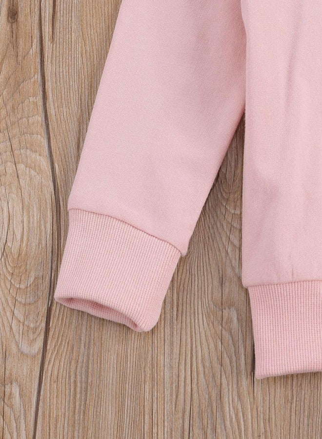 Honganda 2Pcs Toddler Baby Girl Plain Solid Sweatshirt Pullover Tops Drawstring Sweatpants Joggers Casual Fall Winter Outfit Set (Pink, 4-5T) - Image 5