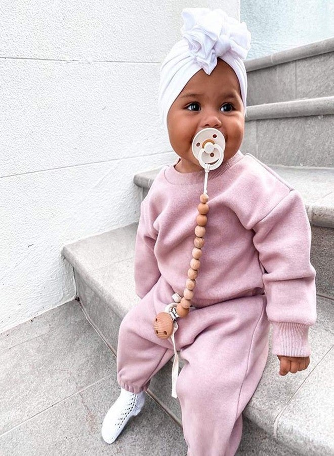 Honganda 2Pcs Toddler Baby Girl Plain Solid Sweatshirt Pullover Tops Drawstring Sweatpants Joggers Casual Fall Winter Outfit Set (Pink, 4-5T) - Image 2