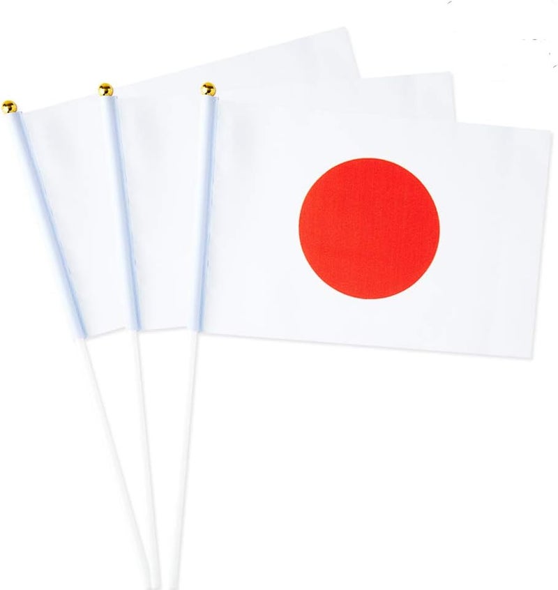 mflagperft Japan Flag Japanese Flag, Small Mini Handheld Japan Flags on Stick, Ideal for Party Parades Sports Events Patriotic Festival Decorations - Image 1