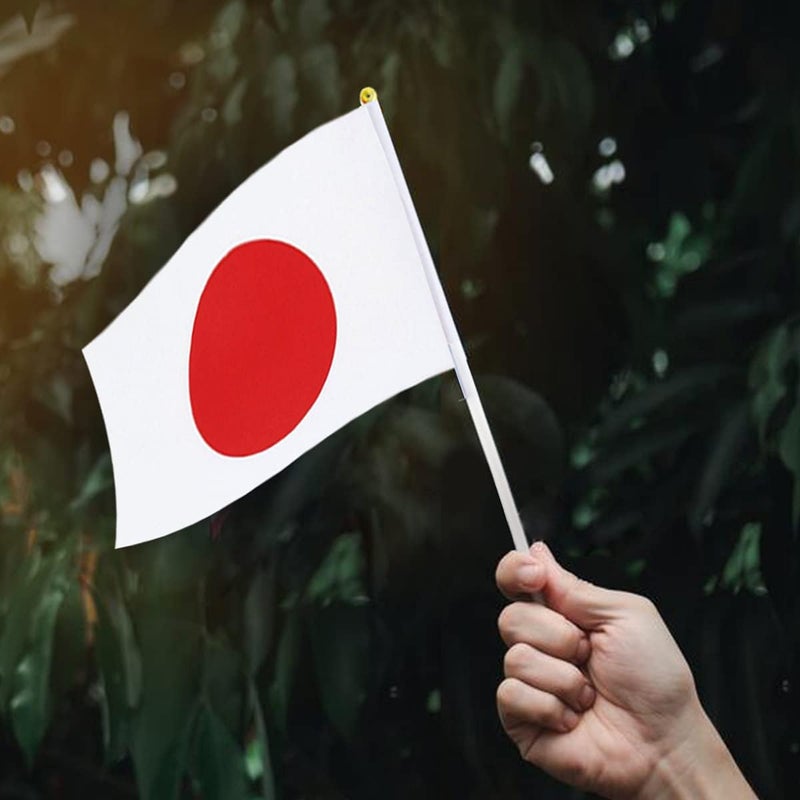 mflagperft Japan Flag Japanese Flag, Small Mini Handheld Japan Flags on Stick, Ideal for Party Parades Sports Events Patriotic Festival Decorations - Image 5