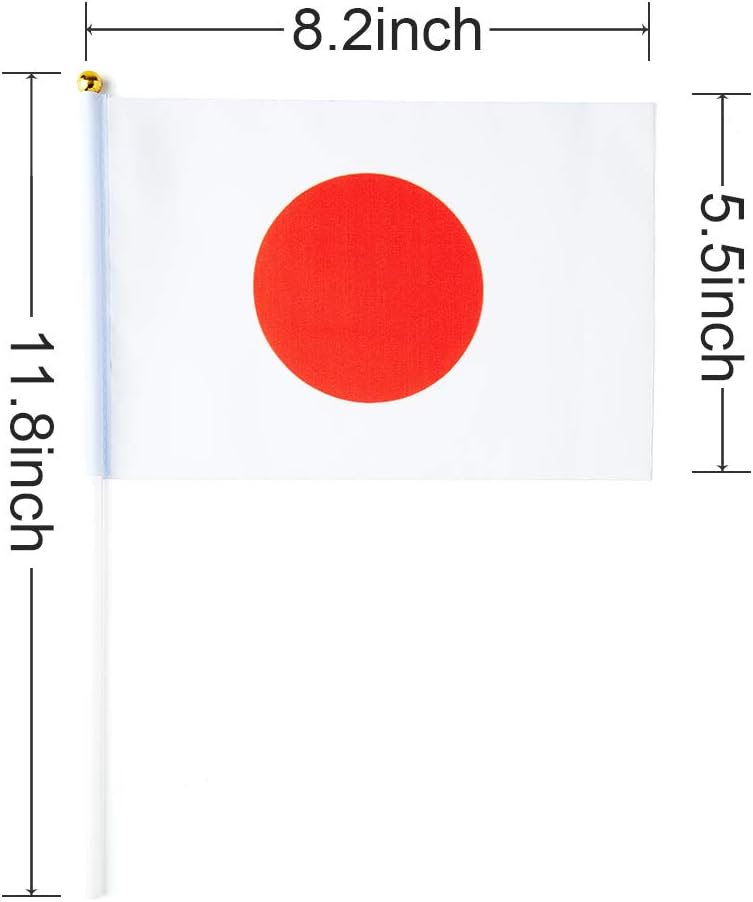 mflagperft Japan Flag Japanese Flag, Small Mini Handheld Japan Flags on Stick, Ideal for Party Parades Sports Events Patriotic Festival Decorations - Image 2