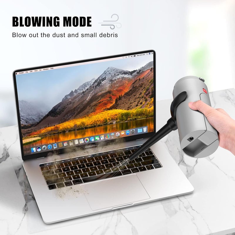 FYA Handheld Vacuum Cleaner Cordless Wireless Hand VacuumAir Blower 2in1 Mini Portable Car Vacuum Cleaner with Powerful Suction USB Rechargeable Vacuum for Home and Car Silver HEPA Filter - Image 4