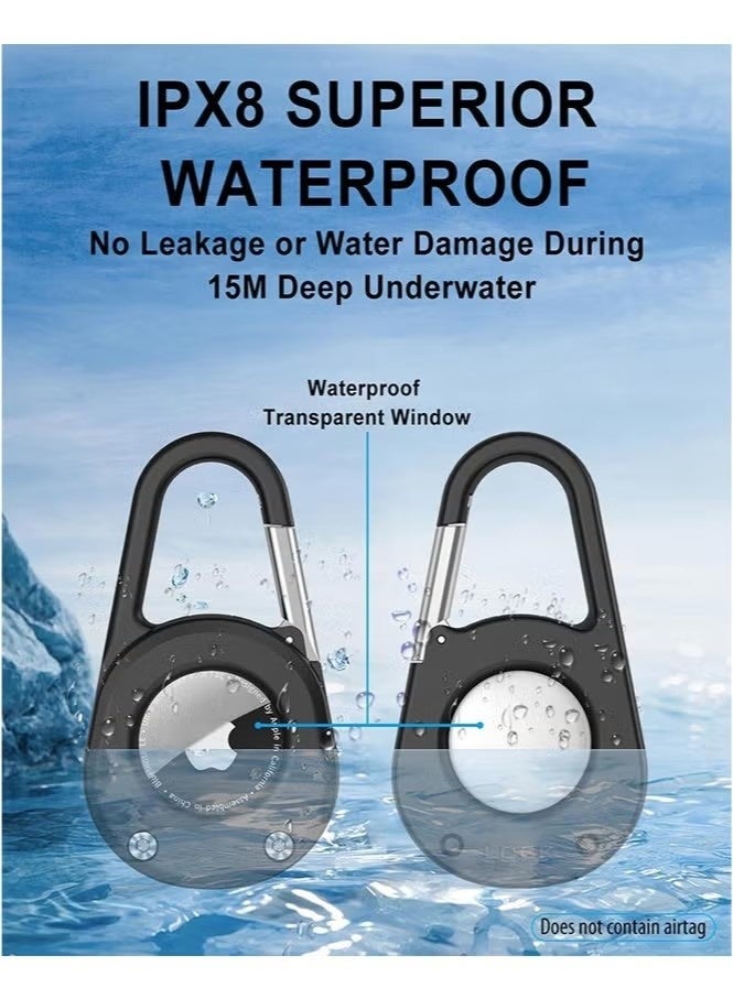 Air Tag Keychain with Carabiner,Thick Hard PC Air Tag Holder,IPX8 Waterproof,Secure Lock,Universal Wheel Key Chain - Image 2