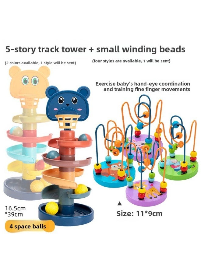 Baby Toys For More Than 6 Months Educational Early Education Boy 0 1 Year Old 12 7 8 8 9 Baby 3 Track Ball Turn-Color:5-layer Shooting Disassembly Track (4 Balls) Optional + Small Round Beads (1 Ran - Image 1