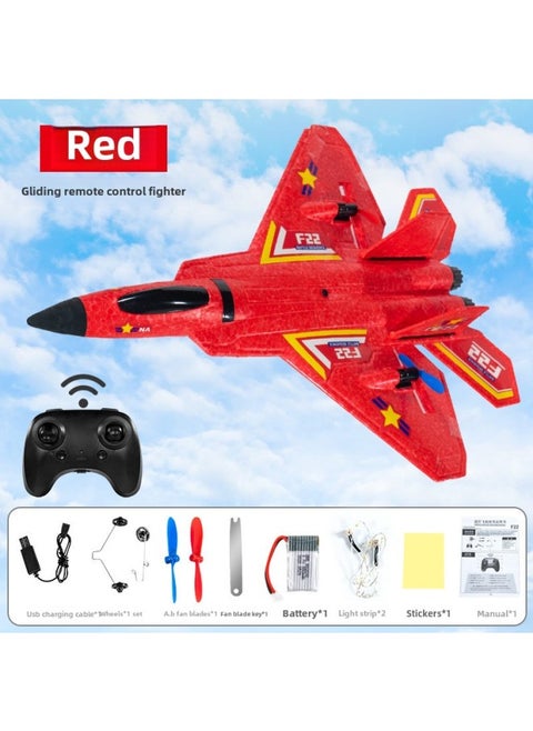 Sea, Land And Air Tripod Remote Control Aircraft F22 Glider EPP Foam Fixed Wing Electric Toy Aircraft Cross-border-Color:Red (double Electric + Waterproof + Light Band)
