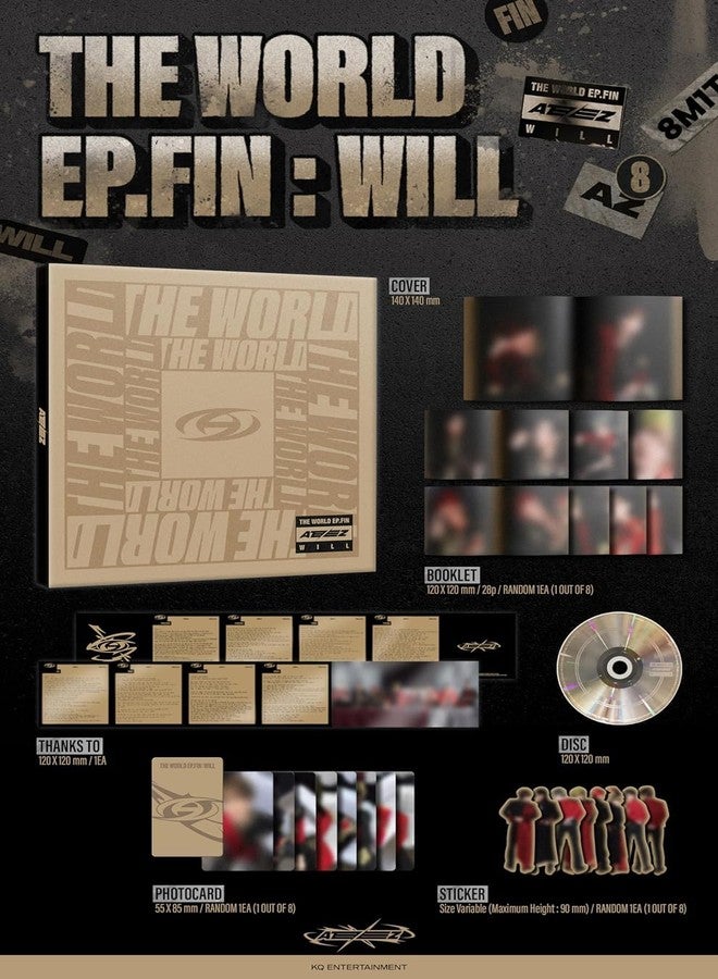 dreamus ATEEZ The World EP.FIN : Will 2nd Album CD+Photobook+Sticker+Photocard+Tracking Sealed (Digipack Wooyoung Version) - Image 2