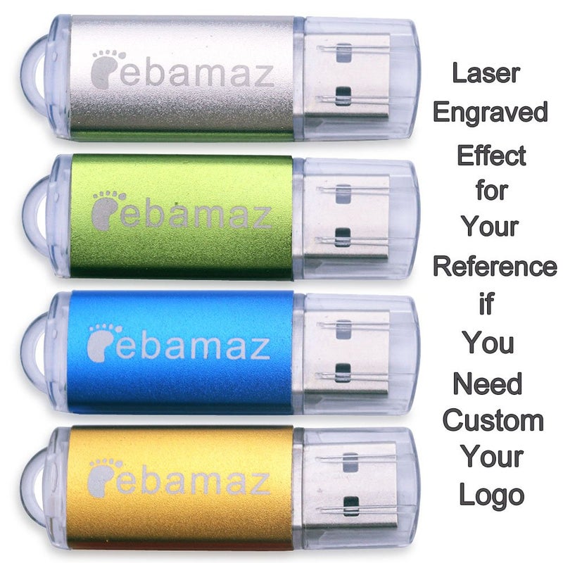 ebamaz محركات أقراص فلاش USB Ebamaz 2.0 معدنية مجموعة من 5 ألوان (512MB، ليست GB، أصغر من 1GB، فارغ) - Image 4