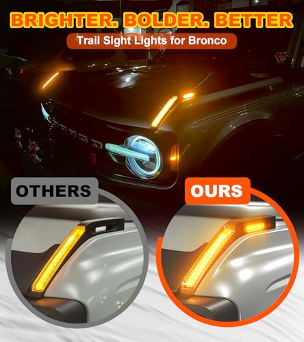 NEOXIST LED Hood Handle Trail Sight Lights for Ford Bronco 2021 2022 2023 2024 2025 2026 Accessories Fog Light Kit Marker Lighting Bar Amber DRL with Side Markers - Image 3