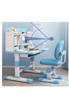 Golden Height Adjustable Kids Desk And Chair Set, School Study Desk With Multifunctional Bookshelf, Study Table And Chair Set For Girls,Boys, Kids Bedroom Furniture With Drawer  - Image 4