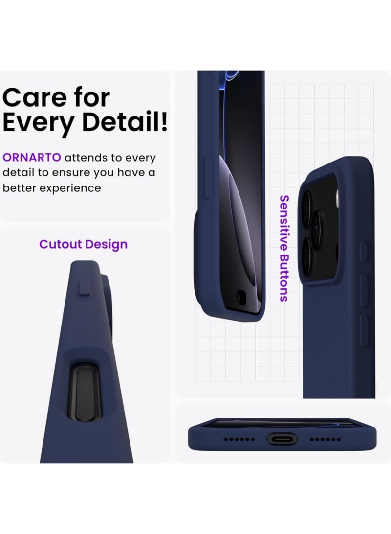 اووكاي جراب متوافق مع iPhone 17 Pro Max، جراب واقٍ كامل الجسم من المطاط السيليكوني السائل الناعم عالي الجودة من سلسلة Silky and Soft Touch لهاتف iPhone 17 Pro Max (أزرق داكن) - Image 5