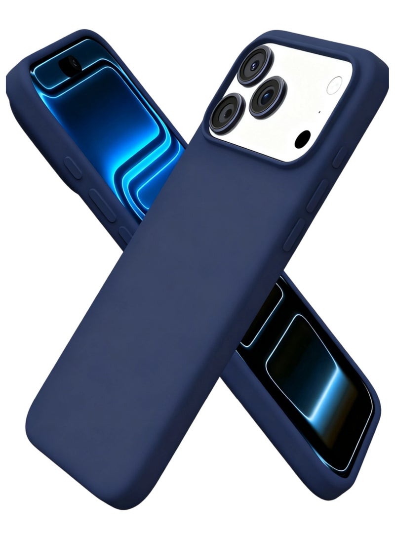 اووكاي جراب متوافق مع iPhone 17 Pro Max، جراب واقٍ كامل الجسم من المطاط السيليكوني السائل الناعم عالي الجودة من سلسلة Silky and Soft Touch لهاتف iPhone 17 Pro Max (أزرق داكن) - Image 1