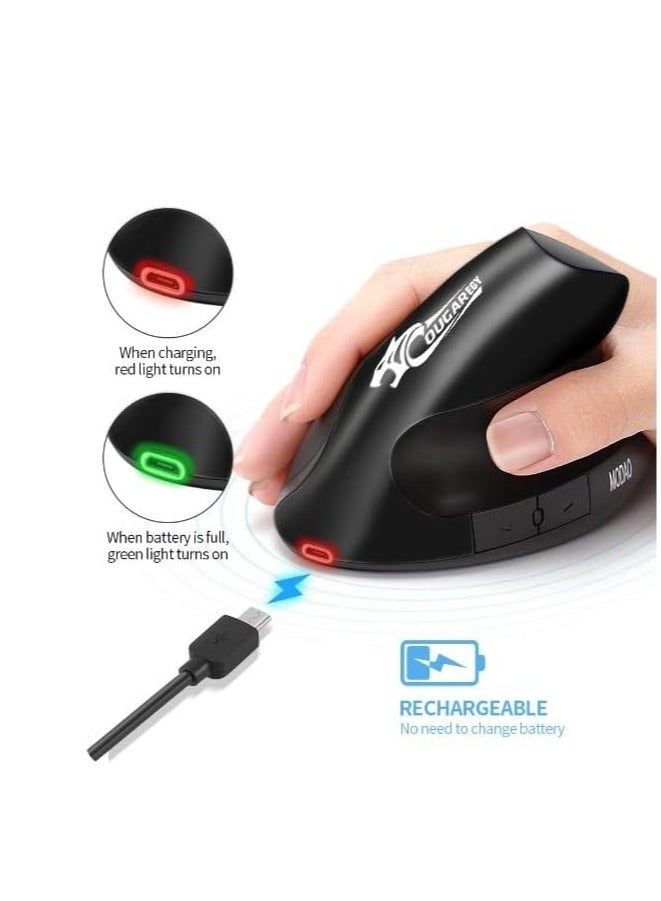 كوجار ماوس عمودي مريح من كوغار إيجي، قابل لإعادة الشحن، لاسلكي، بلوتوث أو مستقبل USB من لوجي بولت، نقرات هادئة، 4 أزرار، متوافق مع أجهزة الكمبيوتر المحمولة والكمبيوتر الشخصي (E1900) - Image 2