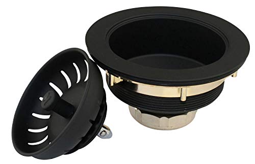 Plumb Pak KEENEY K1439BLK Deep Thread Cast Brass Kitchen Sink Strainer, 3.5-Inch Opening, Black - Image 1
