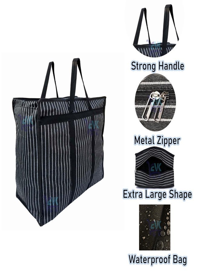 EVK® Canvas & Polyester Strong Handles and Base Heavy Bag/Multipurpose Storage Organizer and With Zipper On Top (Black) (Pack of 1) - Image 2