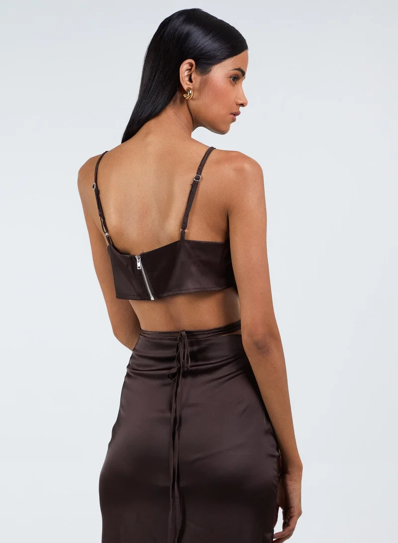 Pink Vanilla Silky Tie Wrap Cami Top