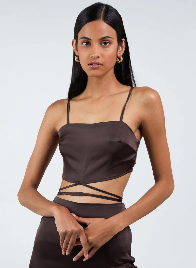 Pink Vanilla Silky Tie Wrap Cami Top