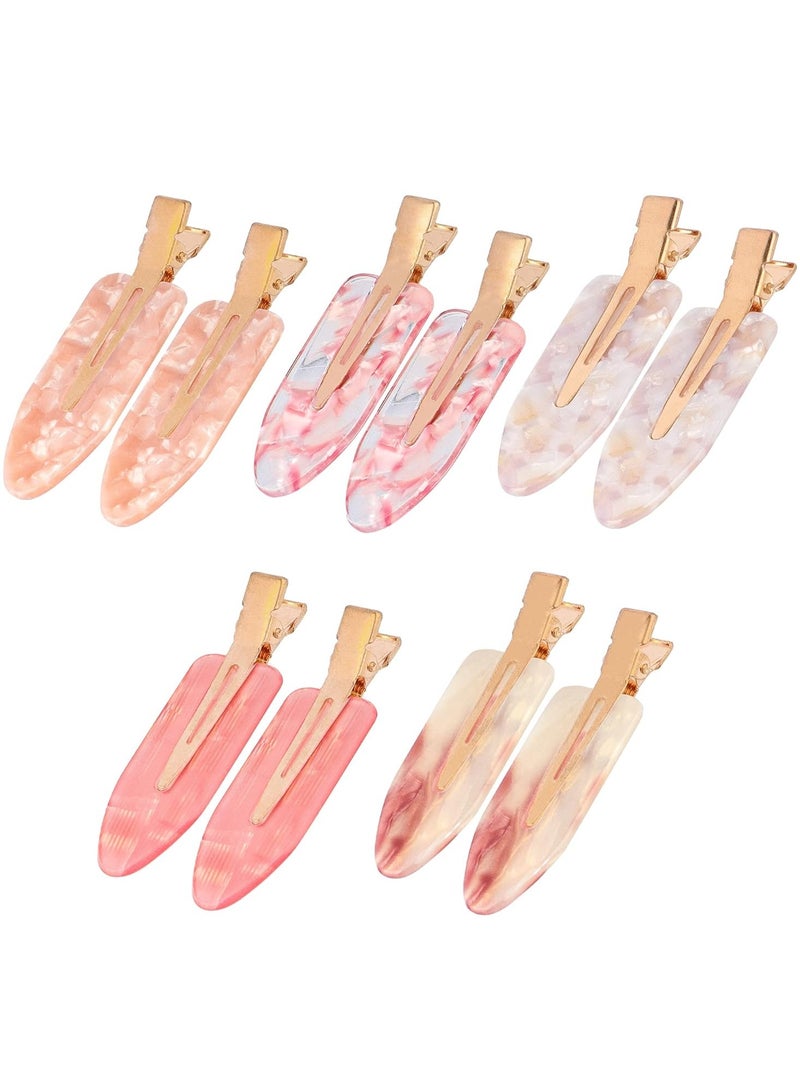 Goolsky 10PCS No Bend Hair Clips for Styling, Acrylic Resin Flat Clip, No Crease Curl Small Pin,Seamless Hair Barrette Tool for Makeup-Hairstyle Accessories for Women Girls, Pink Opal - Image 1