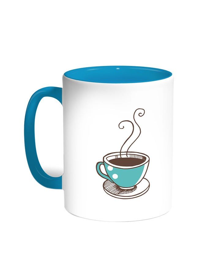 RKN A Cup Of Coffee Printed Coffee Mug Turquoise/White 11ounce - Image 2