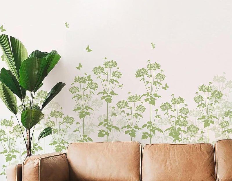 WallDesign Floral Lawn Stencils for Wall Painting on Living Room, Bedroom, Home Wall Art Decoration (9 inch x 35 inch Design Size) - Image 4