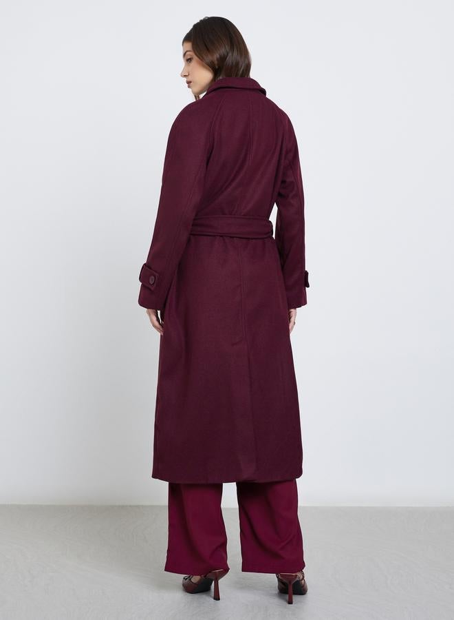 ستايلي معطف ميدي بمظهر الصوف مع حزام - Image 4