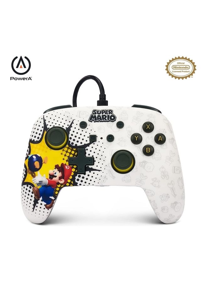 PowerA Enhanced Wired Gaming Controller for Nintendo Switch or Nintendo Switch OLED, Bob-omb Blast, White - Image 1