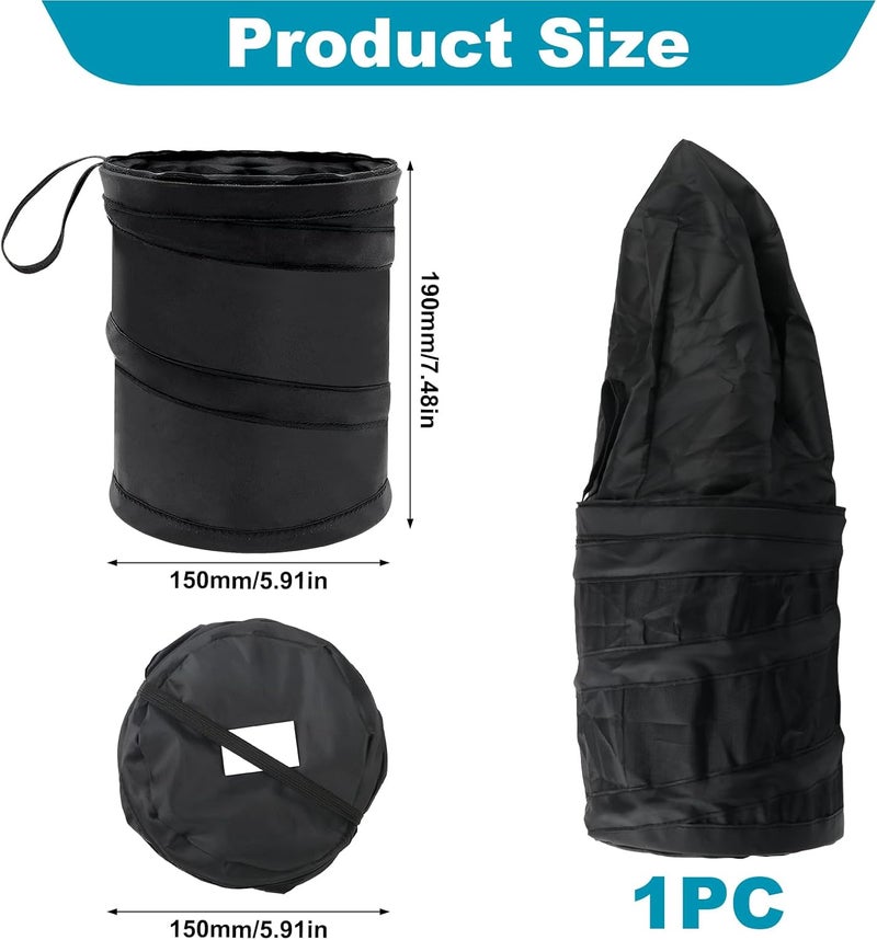 Distorris Foldable Auto Car Bin Bag - Black Portable Waterproof Trash Storage - Image 2