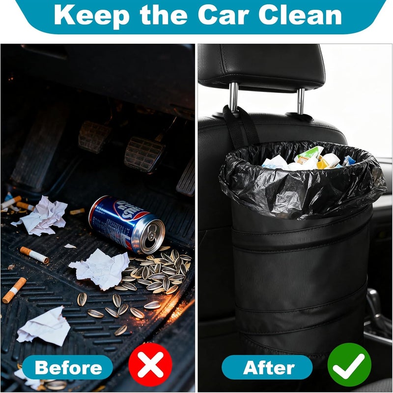 Distorris Foldable Auto Car Bin Bag - Black Portable Waterproof Trash Storage - Image 5