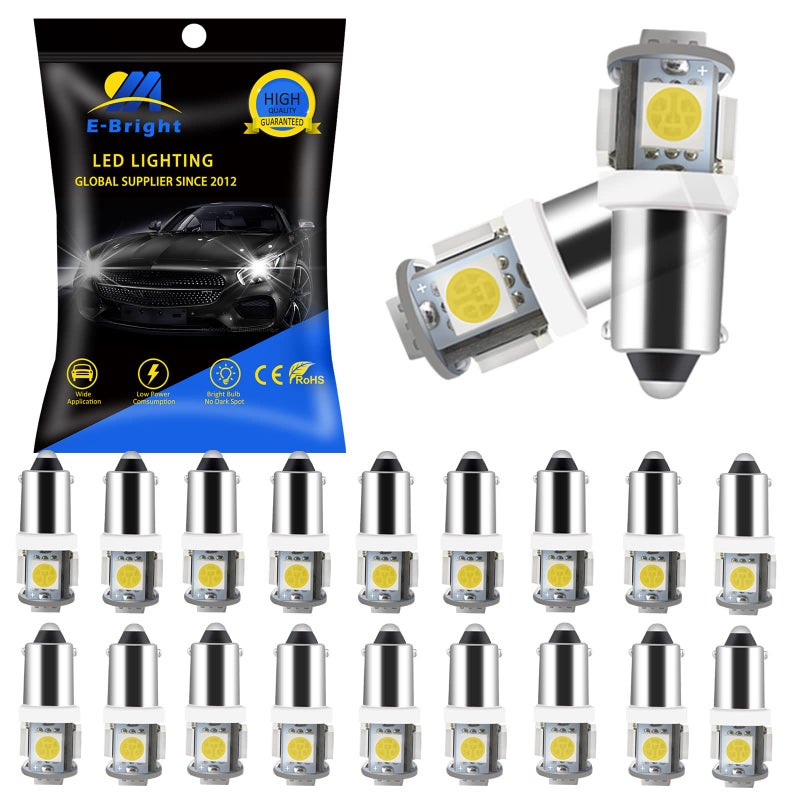 YM EBright YM E-Bright 20-Pack DC 24V White BA9S 5050 5SMD Led License Plate Light Bulb For Car Replacement Lights Door Light - Image 1