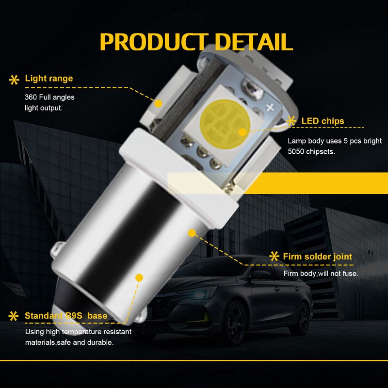 YM EBright YM E-Bright 20-Pack DC 24V White BA9S 5050 5SMD Led License Plate Light Bulb For Car Replacement Lights Door Light - Image 4