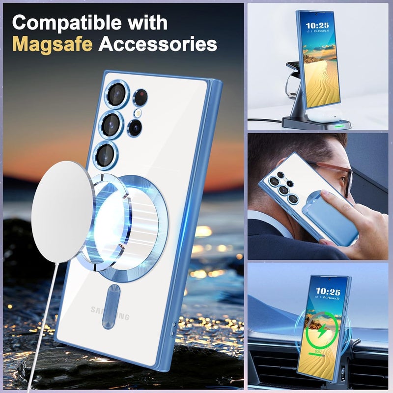 VONZEE Electroplating Case For Samsung S24 Ultra 5G, [Support For MagSafe Charger] Tpu Case Cover, Sierra Blue - Image 5