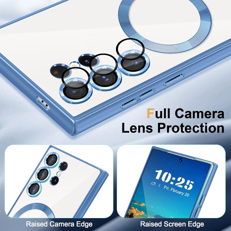 VONZEE Electroplating Case For Samsung S24 Ultra 5G, [Support For MagSafe Charger] Tpu Case Cover, Sierra Blue - Image 3