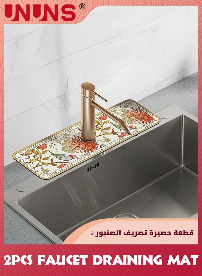 UNUNS 2Pcs Faucet Draining Mat,Self Absorbent Draining Mat For Kitchen Counter,Soft Diatom Mud Non-Slip Drain Pad Quick Dry Mat,Faucet Splash Catcher Countertop Absorbent Sink Protectors - Image 5