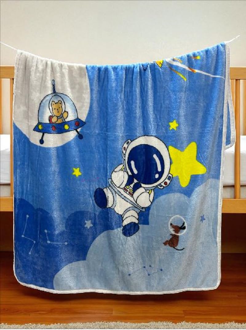Butterthief Multipurpose Cartoon Print Light Weight Blanket | Soft Cozy Plush All Seasons Blankets for 0-5 Years | Wrapper Cum Blanket for Baby Boys, Girls,New Born Kids Toddler (Blue Cat) - Image 2