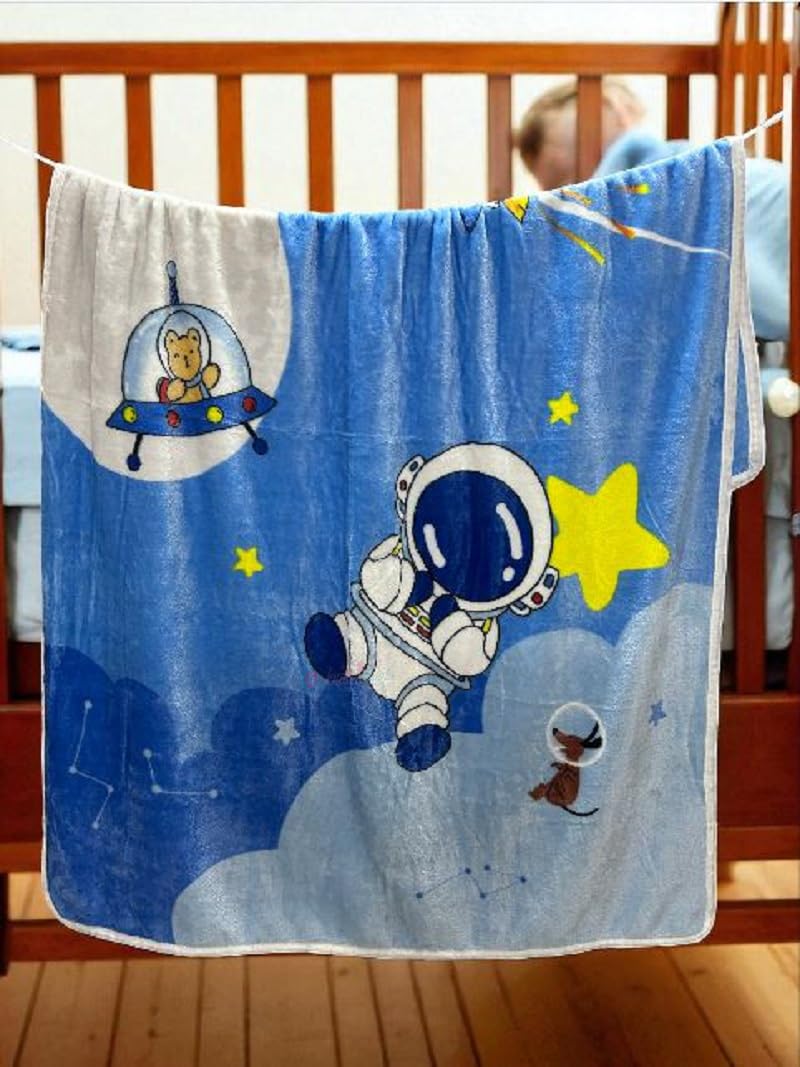 Butterthief Multipurpose Cartoon Print Light Weight Blanket | Soft Cozy Plush All Seasons Blankets for 0-5 Years | Wrapper Cum Blanket for Baby Boys, Girls,New Born Kids Toddler (Blue Cat) - Image 3