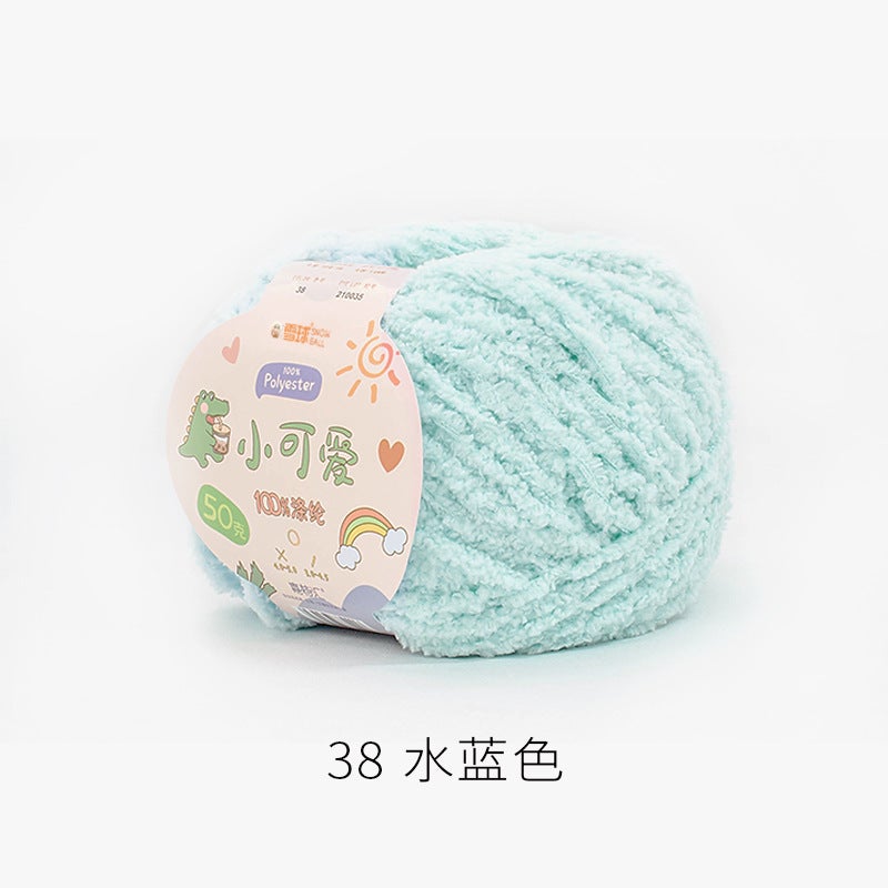 Snowball Cute Wool Fleece Short Fleece Coral Fleece Hairpin DIY Handmade Crochet Doll Aimeng 38 aqua blue 50g