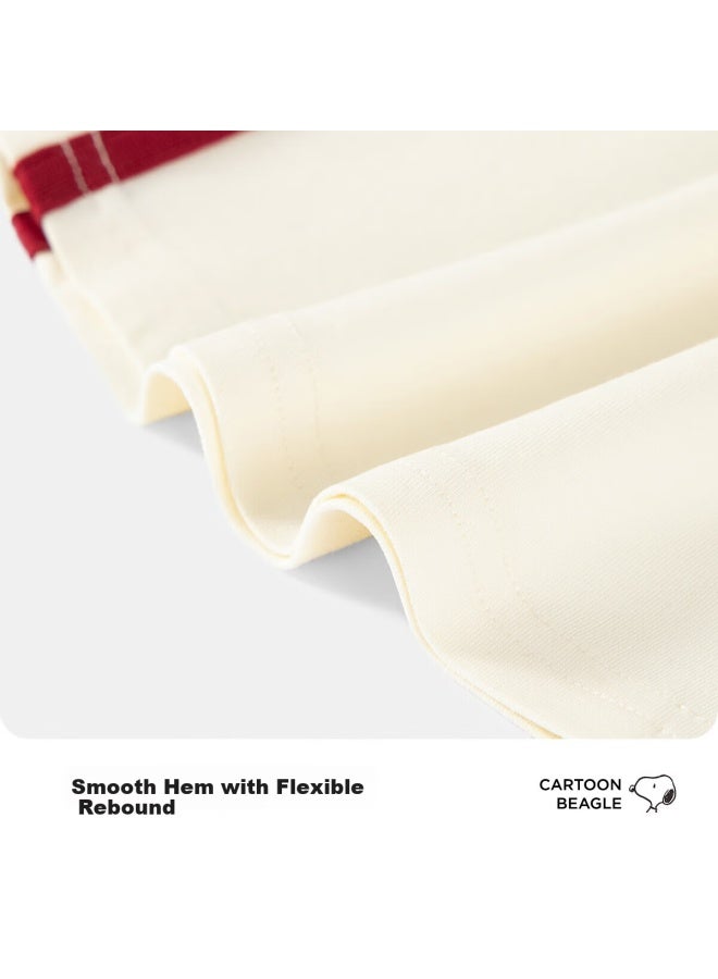 Snoopy Girls' Long Sleeve V-neck T-shirt Children's Casual Spring Top Beige With Letter V-neck - Image 4