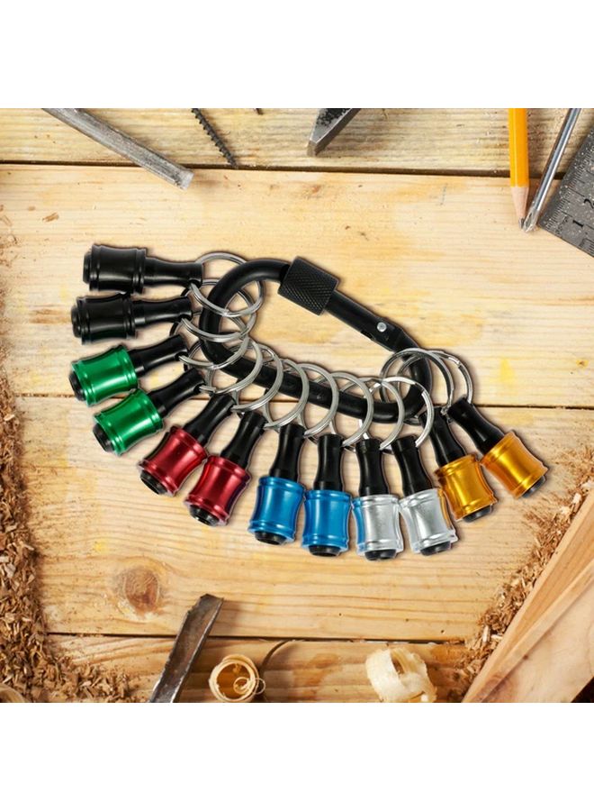 12pcs Black Drill Bit Holder 1 4 Inch Hex Shank Aluminum Alloy Portable Keychain - Image 5