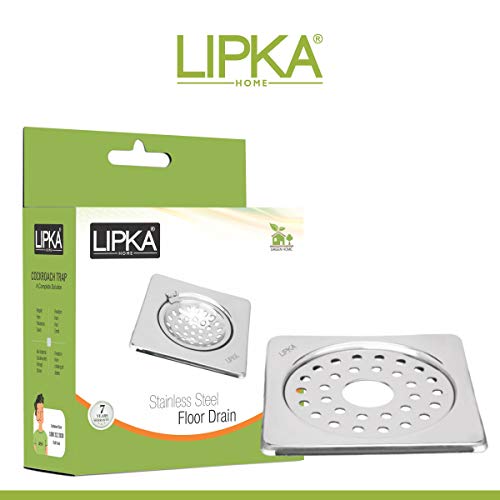 LIPKA Eon Square with Plain Jali Floor Drain |Premium Stainless Steel |6 x 6 Inches| with Hole| - Image 3