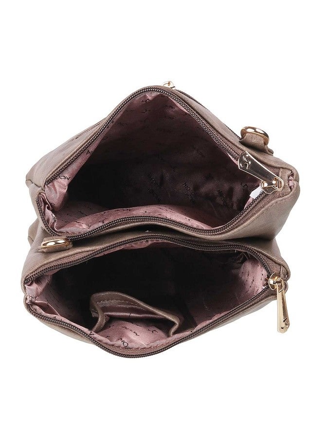 Mochi Women Brown Zip Top Sling Bag (66-7211) - Image 3