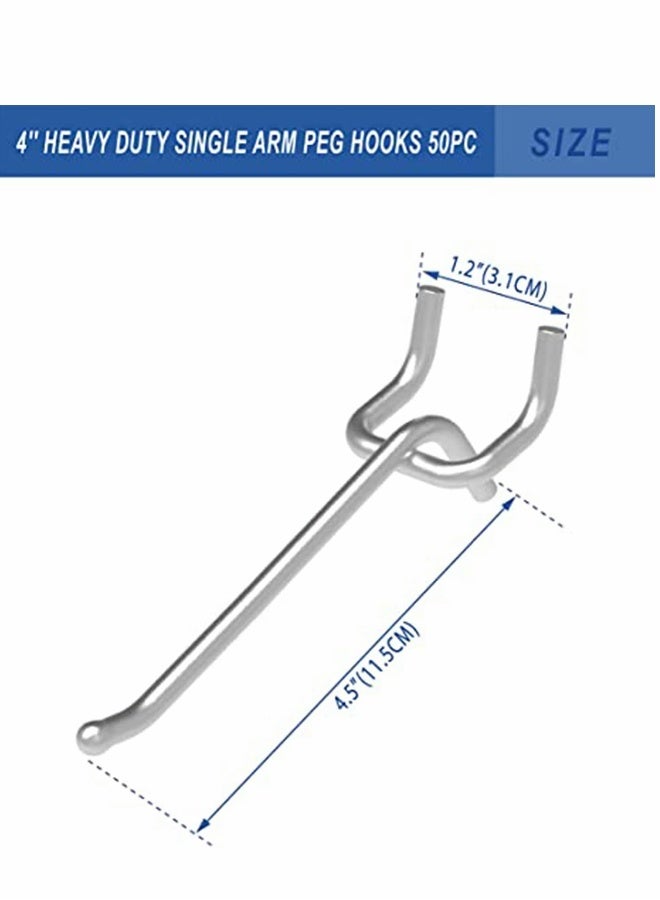 Pegboard Hooks, Peg Super Heavy Duty Metal Shelving with Ball Assortment Sturdy Fits 1/4” Garage Storage Organizer 10Packs 4 inch - Image 3