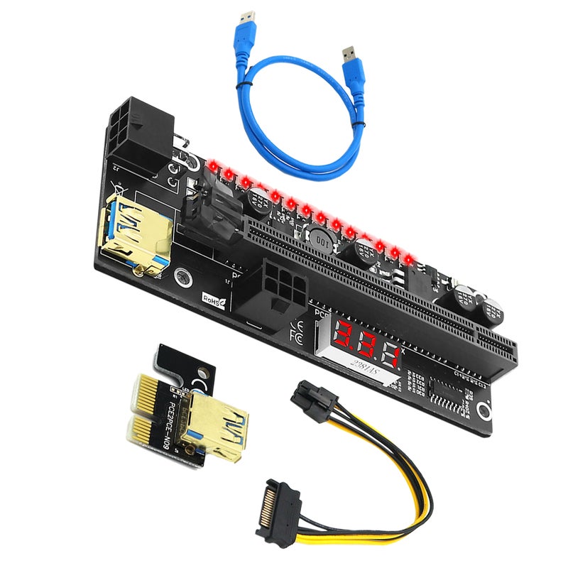 1 Set PCI-E 1x to 16x Display Running Light GPU Mining Supply - Image 1
