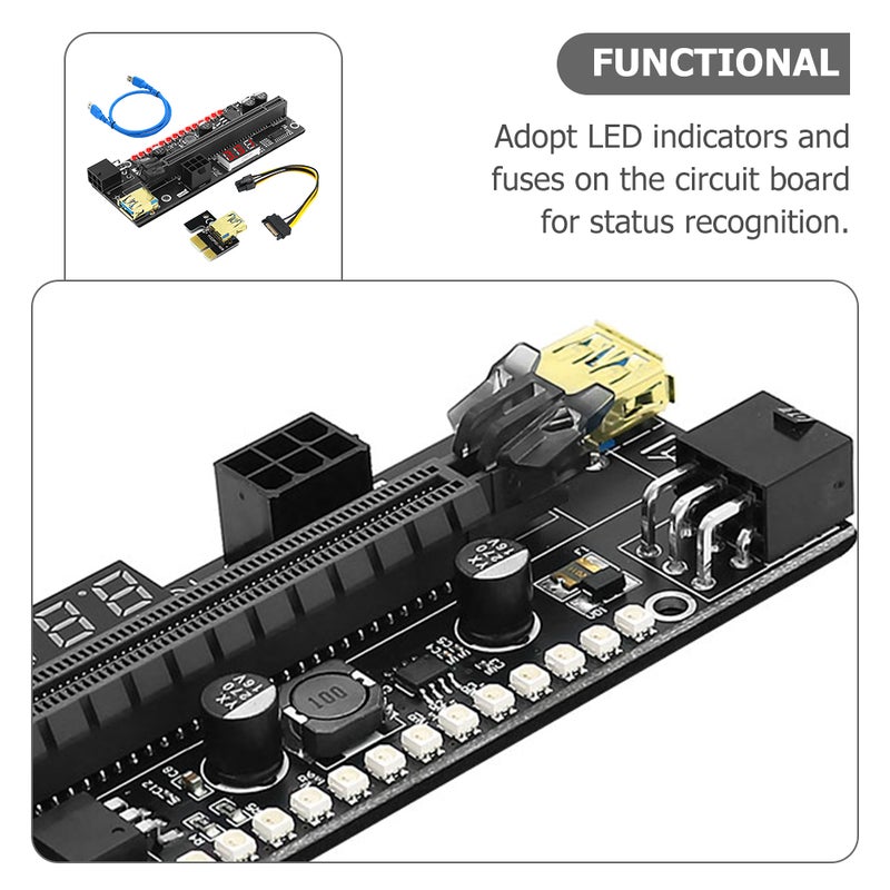 1 Set PCI-E 1x to 16x Display Running Light GPU Mining Supply - Image 5