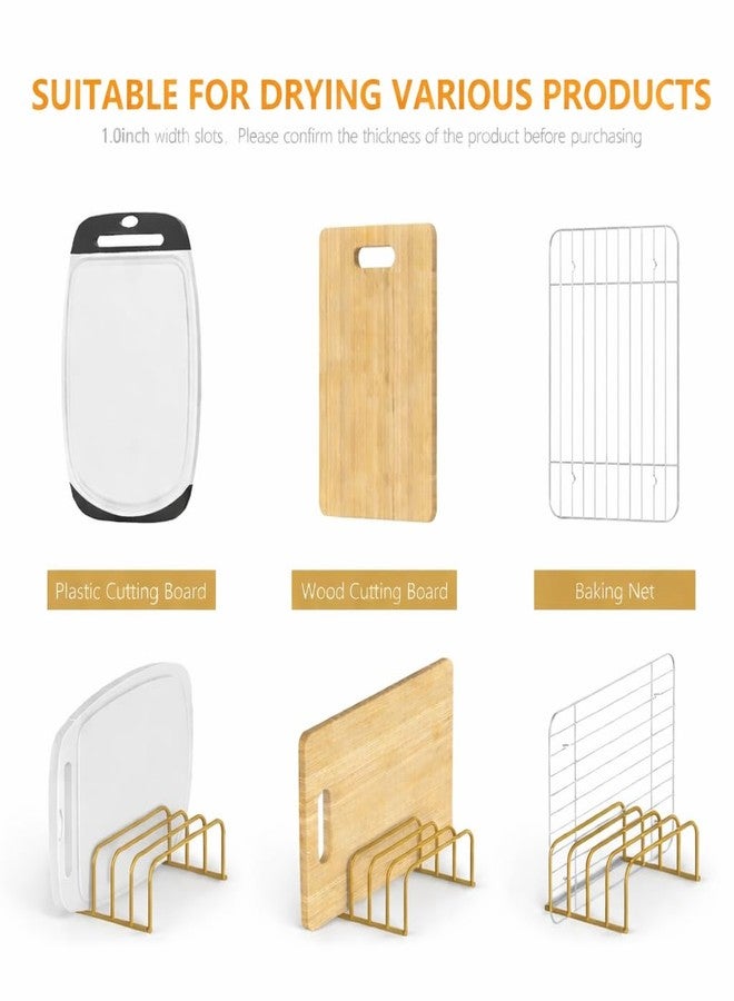 OGFC 59427 Cutting Board Storage Rack, Compact Cutting Board Organizer,Cutting Board Stand Holder,Bakeware,Cookie Sheets Organizer(1.0 Inch Width Slots) - Golden - Image 3