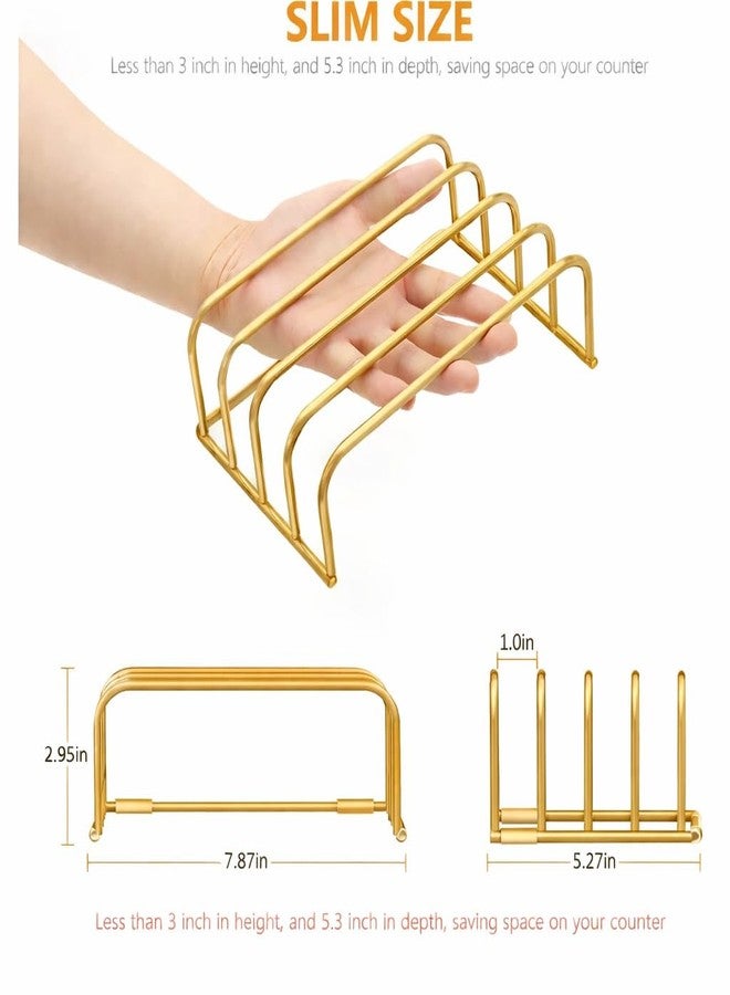 OGFC 59427 Cutting Board Storage Rack, Compact Cutting Board Organizer,Cutting Board Stand Holder,Bakeware,Cookie Sheets Organizer(1.0 Inch Width Slots) - Golden - Image 2