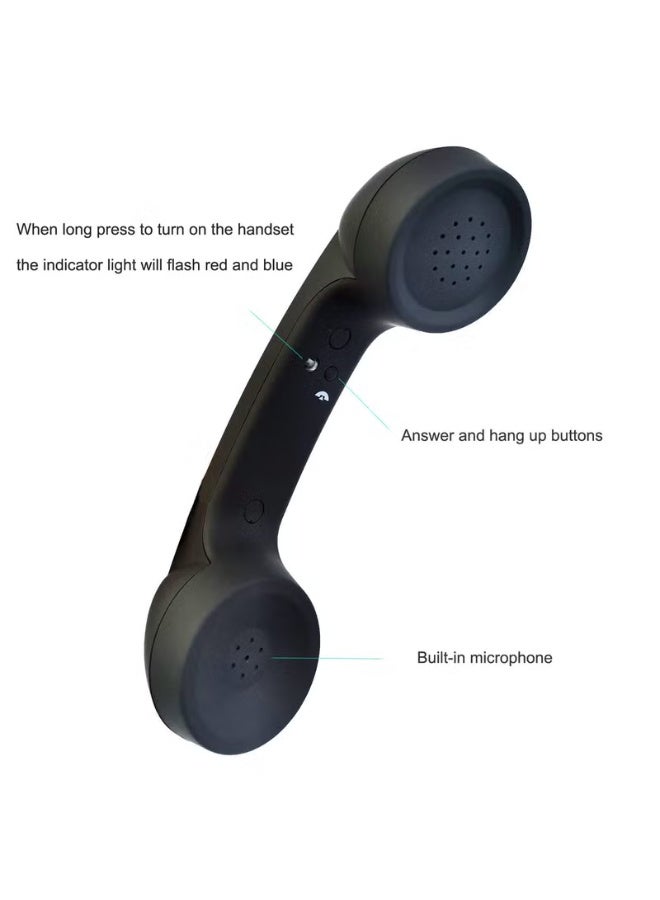 Type-C Plug & Play Retro Anti-Radiation Phone Handset | Wired Telephone Headset | 38mm Large Speaker | HD Call | Gift Box Packaging (Black) - Image 4