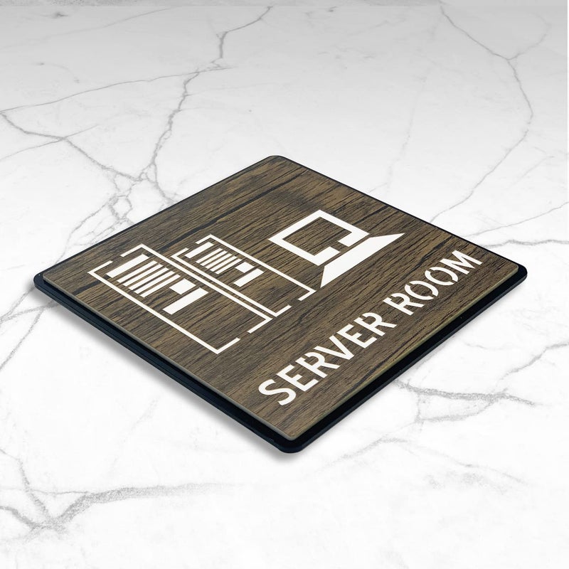 Vertical Root Inc علامة/ملصق غرفة الخادم Premium خشبي أسود أكريليك. - Image 2