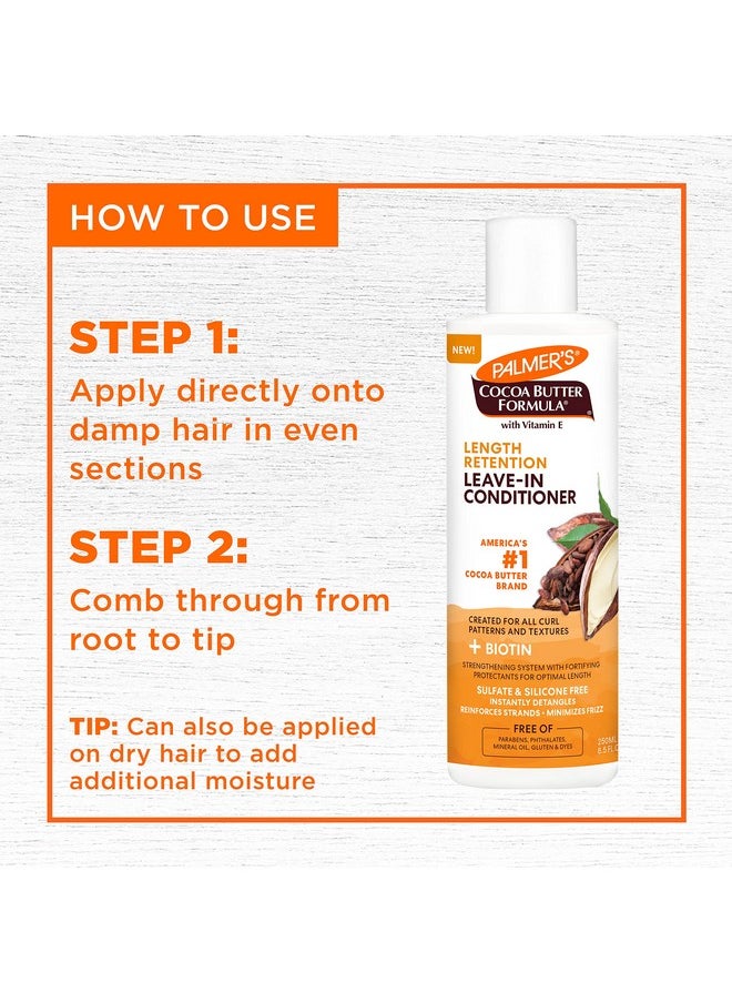 PALMER'S - Palmer's Cocoa Butter & Biotin Length Retention Leave-In Conditioner, Instant Detangler, Soften and Strengthen Textured and Curly Hair, 8.5 Ounce - Image 1