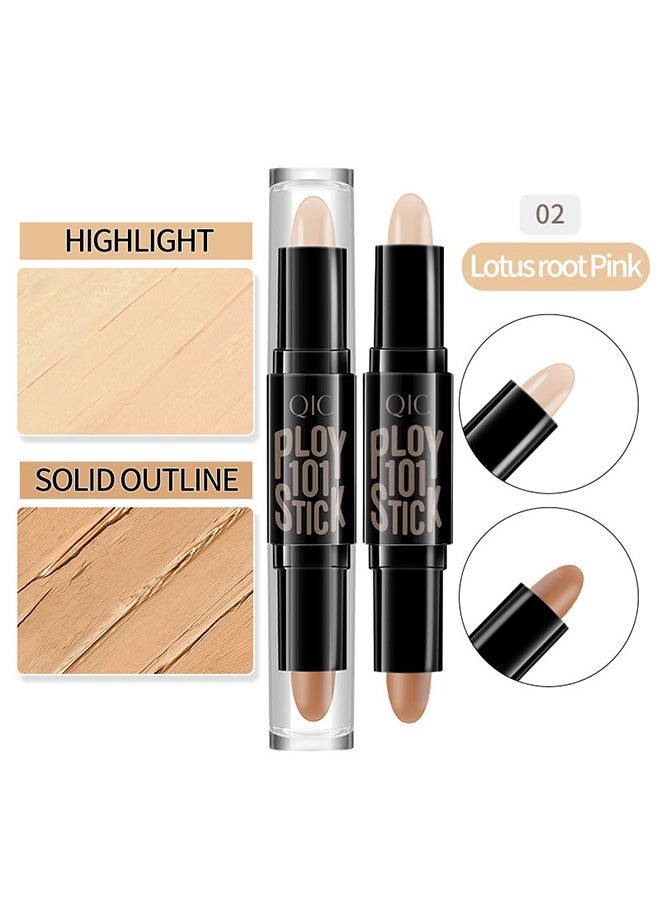 QIC Dual-End Highlighter Makeup Stick Contour Stick, Cream Contour Bronzer Sticks, Waterproof Face Concealer Pen for Body Face Brighten Facial Shade, Create 3D Makeup  - Image 2
